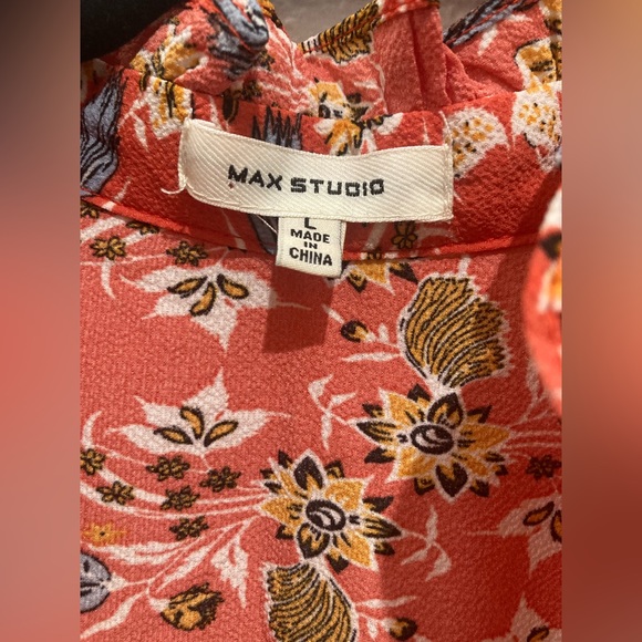 Max Studio Red Ruffle Collar Print Tiered Maxi Dress - Picture 4 of 5